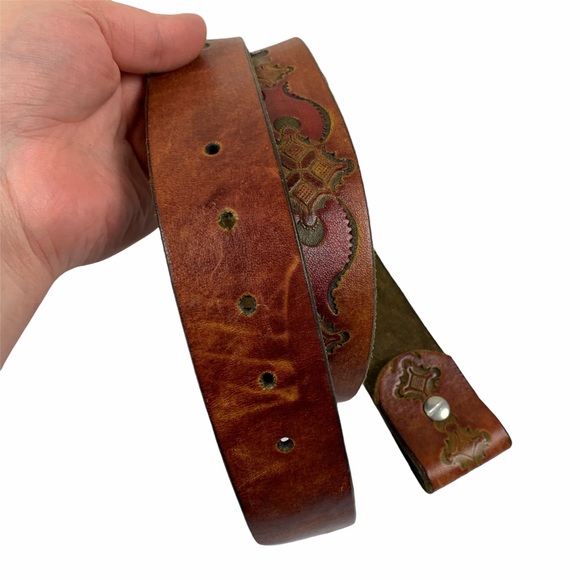 Hand Tooled Leather Soft Intricate Colorful Belt main image 5